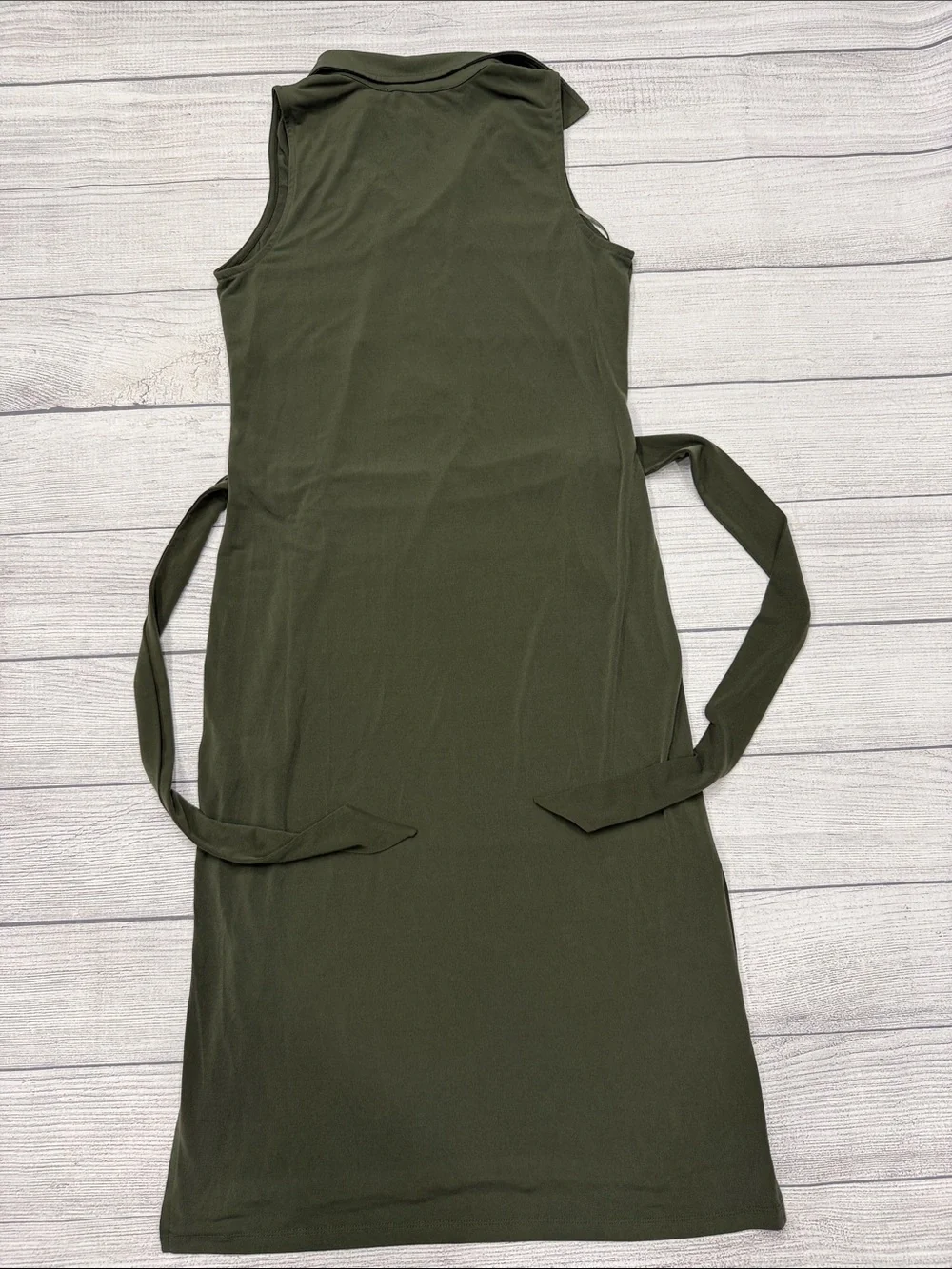 Michael Kors Olive Zip Front Tie Waist Shirt Dress XS